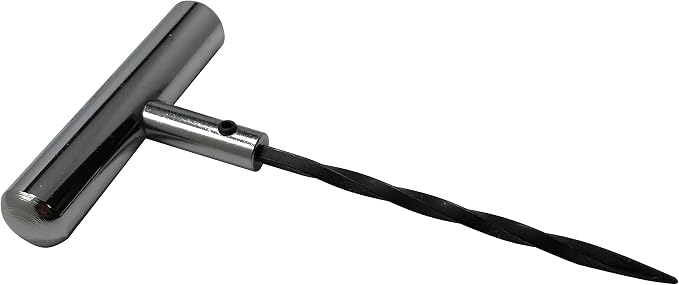 Stainless Steel T-Handle - Pro Heavy Duty Repair Tool Perfect for Tire Plug Kits for Car Truck Motorcycle Bycles - Replaceable Spiral Probe Needle - Made with All-Americal Materials