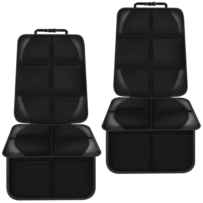 Bacgnyer Car Seat Protector 2 Pack, with Non-Slip Backing and Mesh Pockets | Carseat Seat Protectors for Child Baby Car Seat Mat Vehicle Pet Cover, Waterproof & Durable 600D Fabric Car Seat Cover