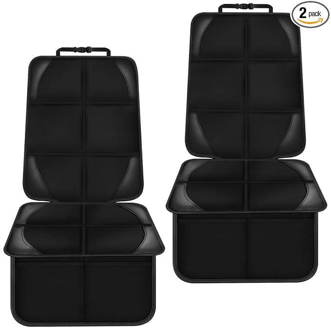 Bacgnyer Car Seat Protector, 2 Pack Carseat Seat Protectors with Thick Padding and Non-Slip Backing, Waterproof 600D Fabric Car Seat Cover for Baby Child Car Seats with 2 Mesh Pockets