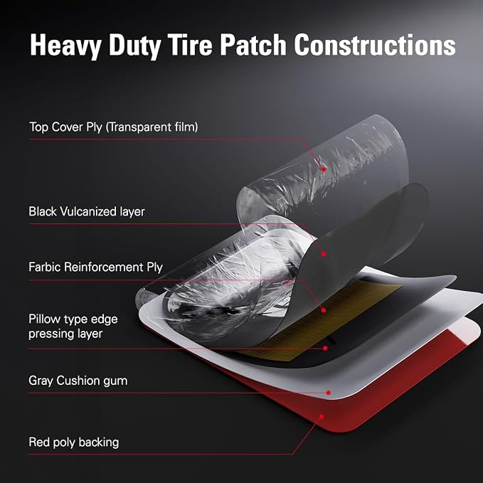 CKAuto 20 PCS Radial Tire Repair Patch Kit Heavy Duty 2-1/2" x 3-1/4" (65 x 80mm), for Cars Vans SUVs Buses & Heavy Trucks Tractor Agricultural Vehicles, Rectangle 2-1/2" x 3-1/4" (65 x 80mm) 20 PCS