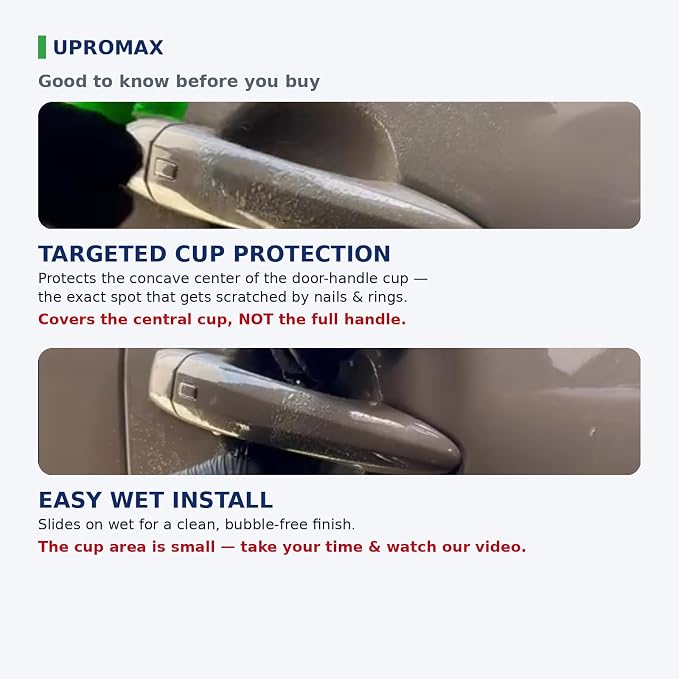 Door Handle Cup Protector 4-Pack Red Made with 3M