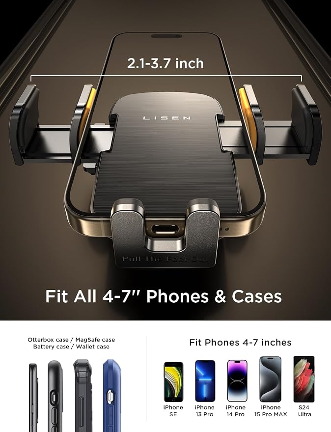 LISEN CD Phone Holder for Car Phone Holder Mount | Protect Your Car Interior Sturdy Car Phone Holder Mount Holds Your Phone Securely Even on Bumpy Road