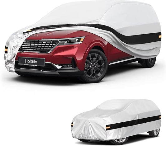 10 Layers Mini Van Car Cover Custom Fit for Kia Carnival/Sedona (2006-2026), Waterproof All Weather for Automobiles, Outdoor Full Cover Sun Dust Rain Protection with Cotton. Silver