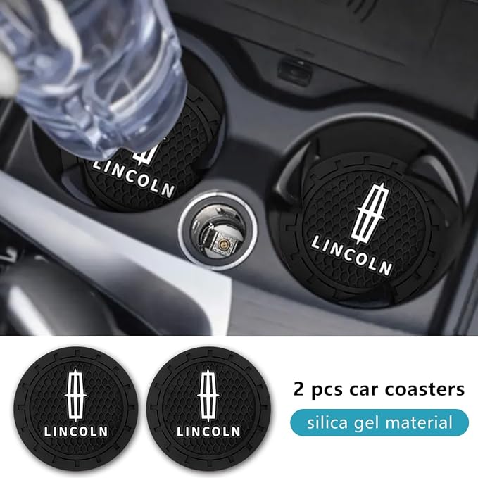 Car Cup Holder Coaster for Lincoln MKC Nautilus Aviator Navigator MKZ Continental Cupholder Coaster Interior Accessories 2.75in 2Pieces Black