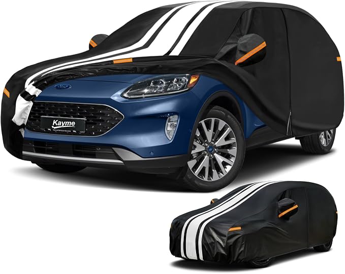 Kayme Heavy Duty Car Cover Custom Fit for Ford Escape (2000-2026) Waterproof All Weather for Automobiles, Gift with Tape/Towel, Outdoor Full Exterior Cover Rain Snow Sun UV Protection.