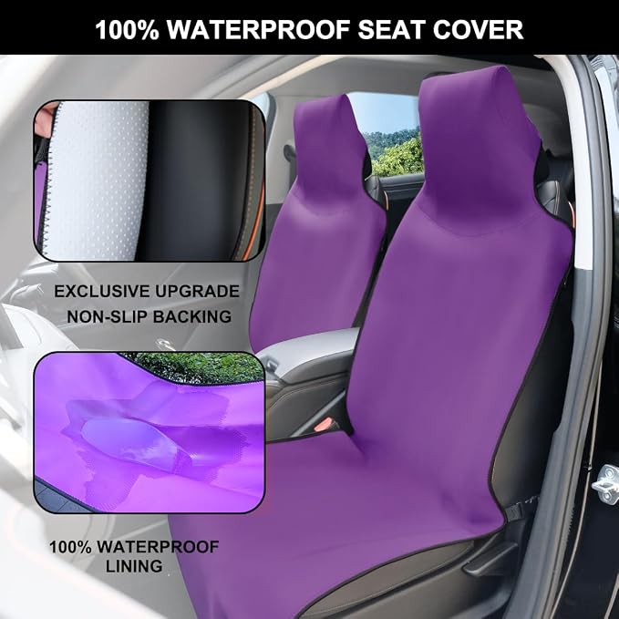 Neoprene Waterproof Car Seat Cover, Purple 1pc, Non-Slip | Car Seat Protector, Sweat-proof, Universal Fit SUV & Truck, Machine Washable, For Gym, Yoga, Pets, Workout, Beach, Swimming