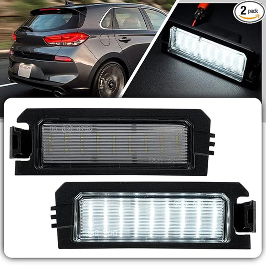 2pcs Xenon White LED License Plate Lights for Hyundai Elan'tra GT Sonata Number Plate Lamp Assembly Replacement Error Free Led Rear Tag Lights OEM Tag Lamp Assembly
