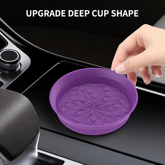 ME.FAN Car Cup Coasters [4 Pack] Silicone Cars Coasters - Universal Non-Slip Recessed Interior Accessories - Cup Holder Inserts Deep Purple