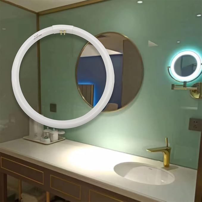 9 inch (FB681) T5 Circular Bulb Replacement for Zadro GLA, GLAW, SLWR, SLVR Makeup Mirror,22W Fluorescent Bulb,G10q 4 Pin Inward, 6500K Daylight lamp, Soft White,(9'' T5 22W)