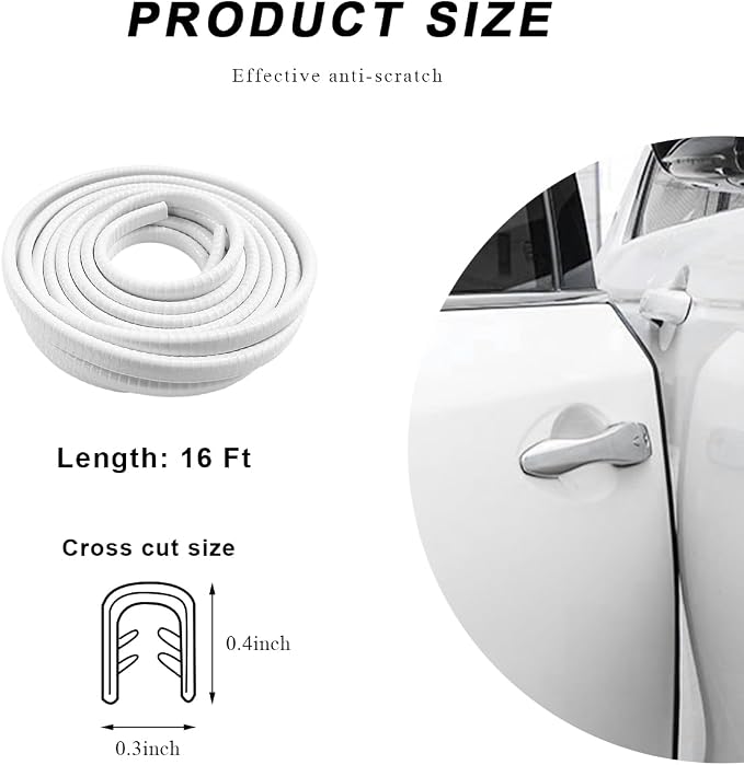 16.4Ft(5M) Car Door Edge Guards, U-Shaped No Glue Automotive Edge Trim Seal Protector Molding, Universal Vehicle Door Entry Guard Protective Strip, Exterior Car Accessories