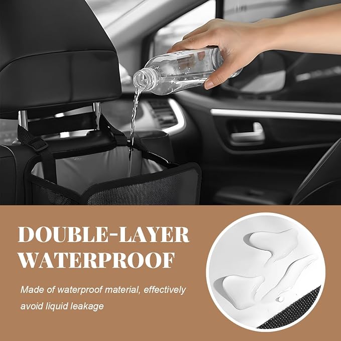 Car Trash Can, Bling Rhinestone Crystal Waterproof Hanging Garbage Bag for Car Interior, Oxford Leakproof Foldable Waste Organizer Trash Bin Universal for Most Vehicles (Red)