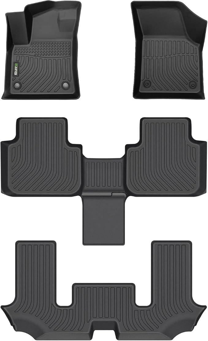 HAFIDI® Floor Mats Fit for 2018-2025 2026 VW Atlas (6 Passenger Bucket) All Weather Protection TPE Car Floor Liners, Fits 1st & 2nd & 3rd Row Full Set Volkswagen Atlas Custom Accessories, Black
