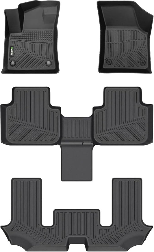HAFIDI® Floor Mats Fit for 2018-2025 2026 VW Atlas (6 Passenger Bucket) All Weather Protection TPE Car Floor Liners, Fits 1st & 2nd & 3rd Row Full Set Volkswagen Atlas Custom Accessories, Black