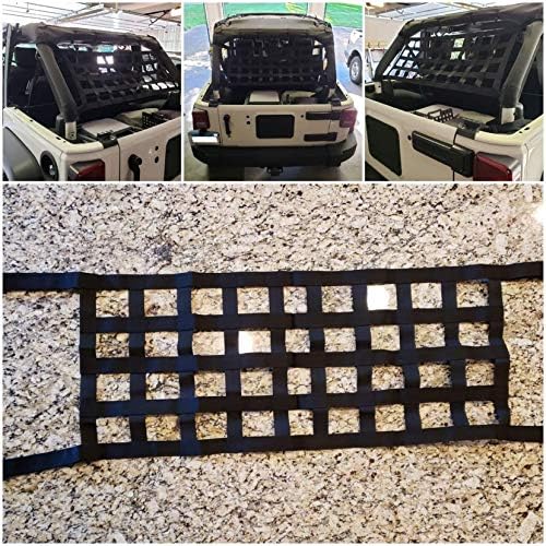 Mesh Cargo Net Hammock Roof Top Netting Hammock for Jeep Wrangler YJ TJ JK JKU JL JLU JT & Gladiator JT Accessories 1987-2024 (Black)