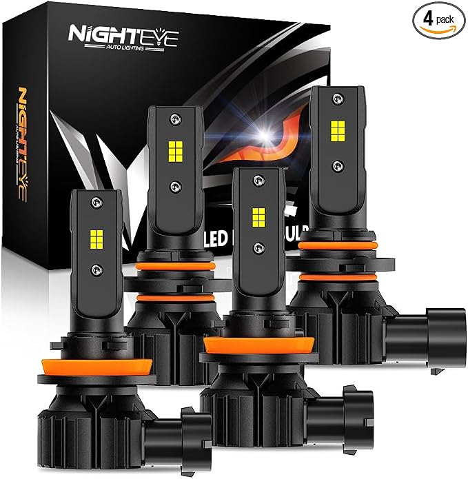 NIGHTEYE 9005 9006 Fog Light - 40000LM 6500K 9005/HB3 High Beam 9006/HB4 Low Beam Bulb LED Fog Light Kit, Plug and Play,Pack of 4