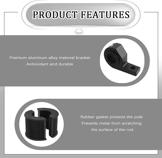 2PCS Rust-Resistant LED Light Bar Bracket Kit for ATVs UTVs Trucks | Motorcycle Light Bar Mounts with 3 Sizes Rubber Ring 0.75" 1" 1.25",Multi-Purpose Roof Rack Lights for DIY Enthusiasts