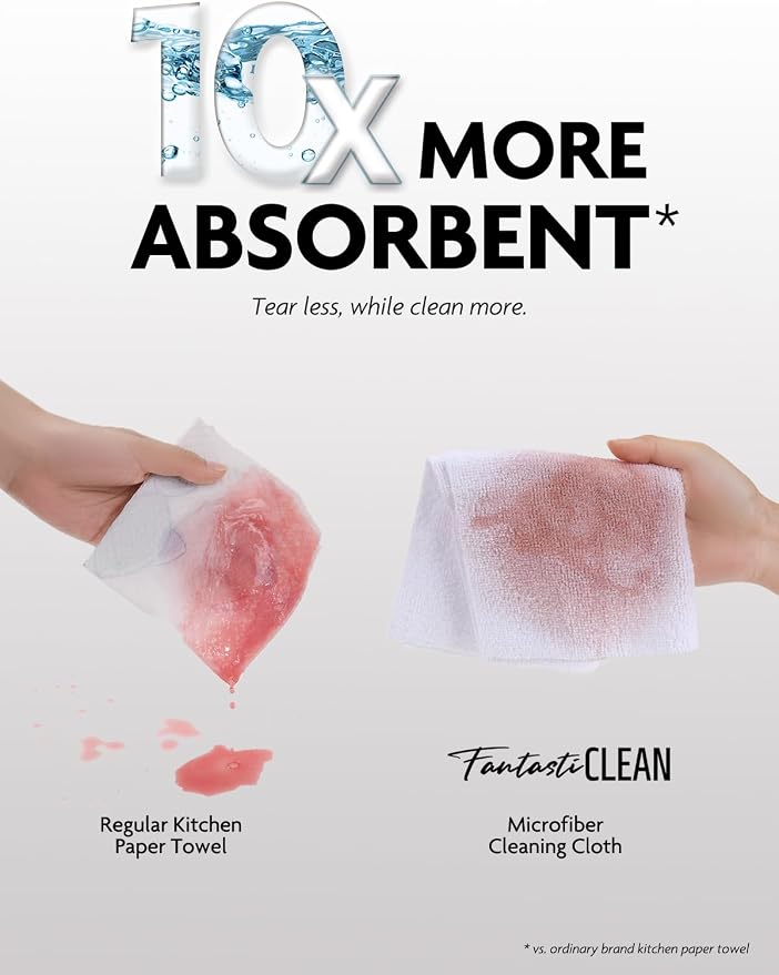 Fantasticlean Microfiber Cleaning Cloth Rolls- 675 Sheets (9 Rolls of Pink) | 12'' by 12'', Super Absorbent, Lint-free, Tear-away Microfiber Towel Roll, for All-Purpose Cleaning