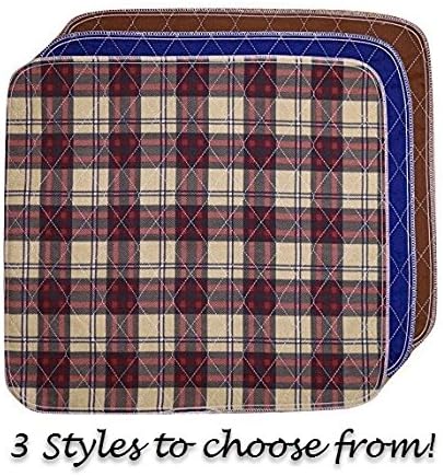 Waterproof Seat Pad, 20x22 Inch, Plaid | Washable, For Incontinence, Seniors, Adult, Children, or Pet, Triple Layer Chair Cover Protector, 24 Ounce Absorbency