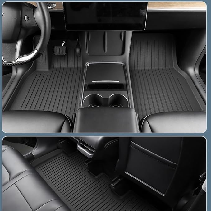 Floor Mats for Tesla Model 3 Highland 2026 2025 2024, TPE All Weather Protection Floor Mats Set (6 Pieces), Custom Fit Cargo Liner Cargo Trunk Accessories, Heavy Duty Accessories, Black