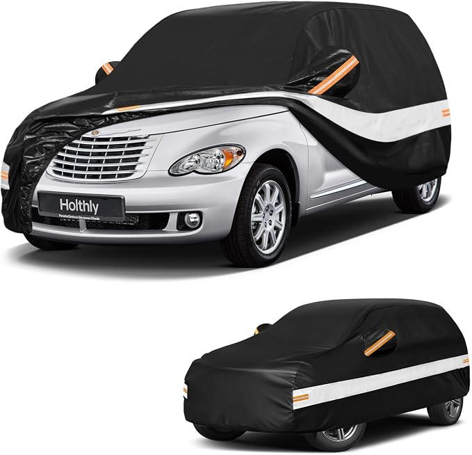 10 Layers SUV Car Cover Custom Fit for Chrysler PT Cruiser (2000-2010), Waterproof All Weather for Automobiles, Outdoor Full Cover Sun Dust Rain Protection with Cotton. Black