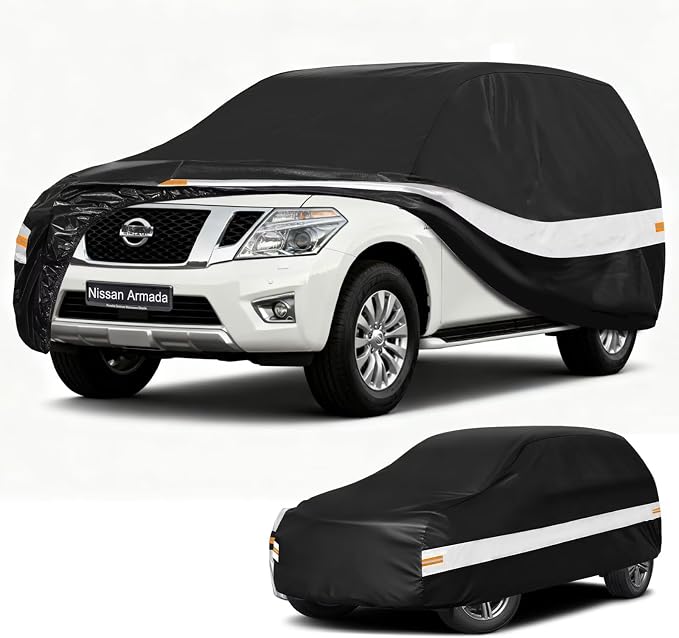10 Layers SUV Car Cover Custom Fit for Nissan Armada (2003-2026), Waterproof All Weather for Automobiles, Outdoor Full Cover Sun Dust Rain Protection with Cotton. Black