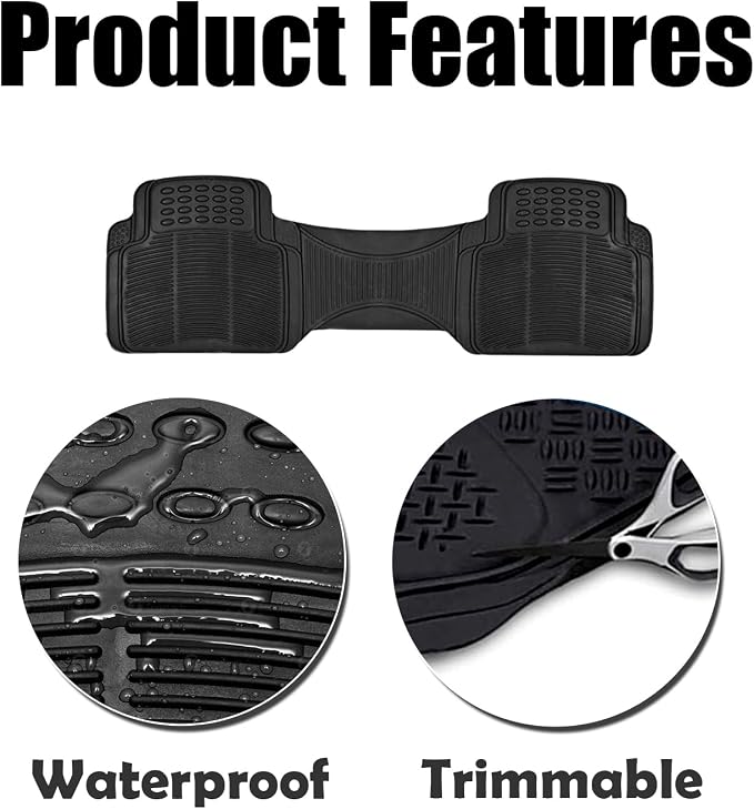 ZONETECH Rubber Car Interior Floor Mat Premium Quality All Weather Protection-Perfect for Car, Truck and SUV