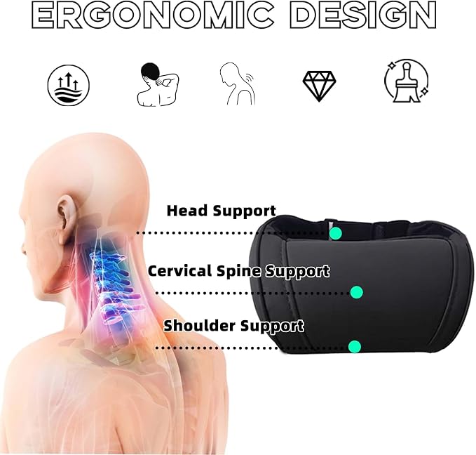 TOPABYTE Car Neck Pillow Memory Foam Automotive Seat Cushions of Headrests for Relieving Neck Stiffness Seat Neck Support Pillow, Fits All Vehicles, 2 Pieces, Black