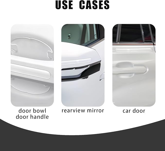 14 PCS Car Door Handle Scratch Protector, Transparent Car Door Cup Rear View Mirror Protector, Waterproof Bumper Trim Guard Sticker, Universal Auto Exterior Accessories Protection Film