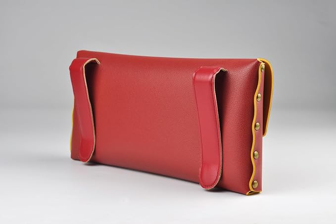 Car Tissue Holder, Tissue Case for Sun Visor, PU Leather Backseat Napkin Holder with Clips (Red)