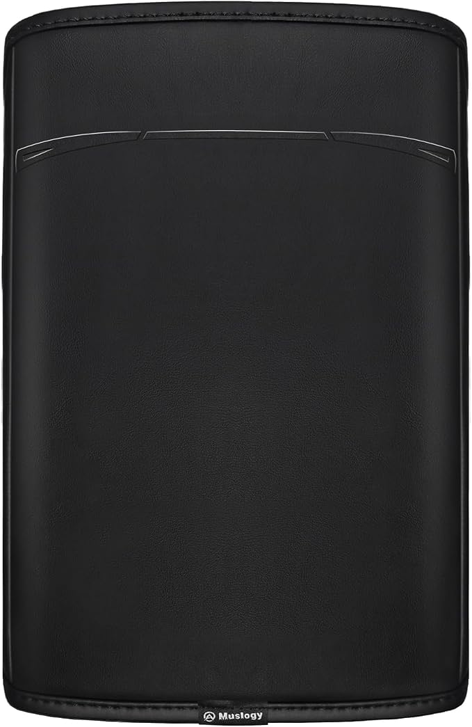 Muslogy Center Console Armrest Cover Fit for Tesla Model Y Juniper 2026 Accessories, Comfort Armrest Pad Console Lid Cushion Vegan Leather Regular Thick (Debossing Black)