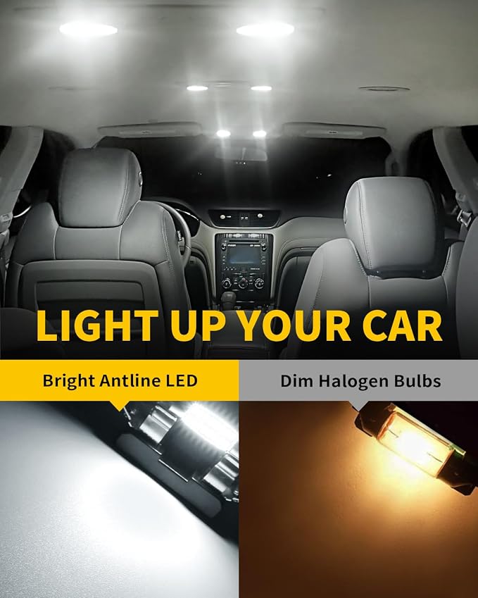 Antline 6418 6411 DE3425 C5W DE3423 36MM 1.42”LED Bulb White, Super Bright Canbus Error Free 12 Volt Replacements for Interior Dome Map Vanity Mirror Sun Visor Lights (Pack of 10)