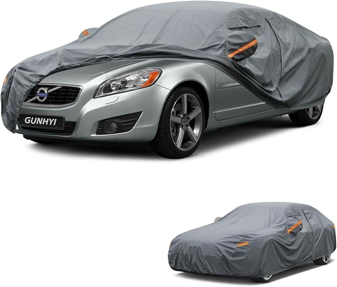 GUNHYI Premium Car Cover Custom Fit Volvo S70, 16 Layers Heavy Duty Car Cover Waterproof All Weather with Zipper Door for Sun Rain Snow Dust Uv Protection