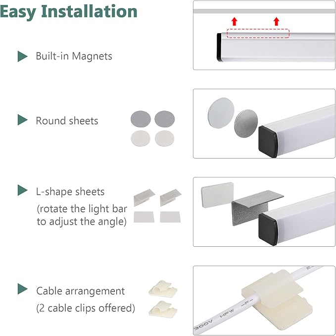 ASOKO 12 Inch Under Counter Light 6000K (Without Plug | ASOKO 12" Under Cabinet LED Light Strip, 6000K Plug in Counter Light for Kitchen Desk Closet Workbench, No Plug