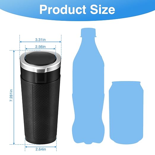 Car Trash Can Bin with Lid, Mini Leakproof Garbage Can for Vehicle, Cup Holder Trash Can, Small Trash Bin for Cars, Home, Bedroom, Office (Silver 01)