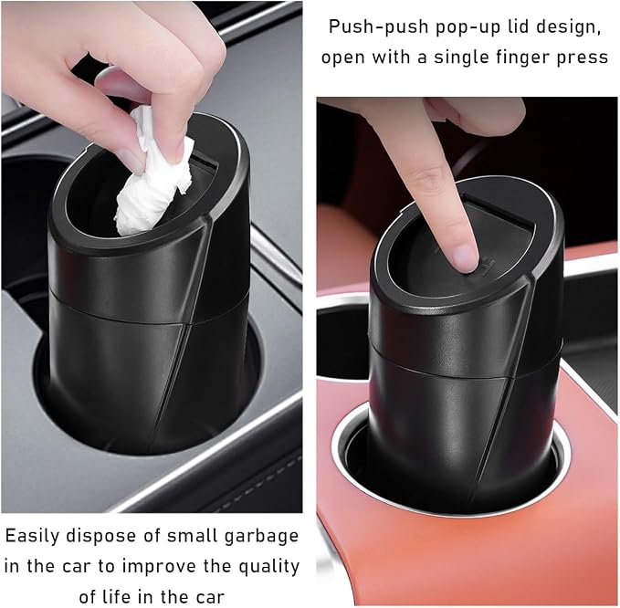 Wevdn Car Trash Can Bin with Lid, Mini Leakproof Vehicle Side Door Cup Holder Trash Can with Lid, Multipurpose Organizer Portable Garbage Bin for Cup Holder Car Home Office (Dark Blue)