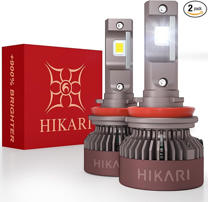 HIKARI WINGS H11 Foglight, 60000LM Pure White 6000K LED Bulbs, Plug & Play IP68 Waterproof Pack of 2
