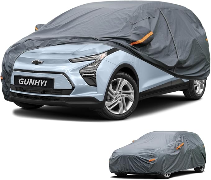 GUNHYI Premium Car Cover Custom Fit Chevrolet Bolt EV, 16 Layers Heavy Duty Car Cover Waterproof All Weather with Zipper Door for Sun Rain Snow Dust Uv Protection