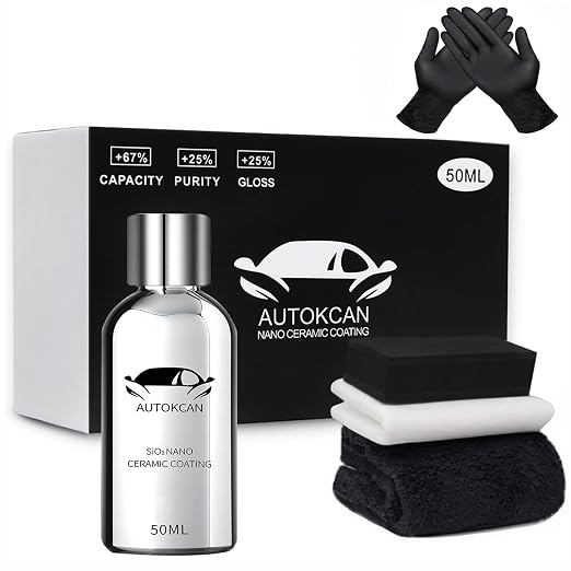 10H Nano Ceramic Coating for Cars, 50ML High Gloss Anti-Scratch SiO2 Ceramic Car Coating Kit, Plastic, Glass, Wheel Polishing, Hydrophobic, Long Lasting Protection
