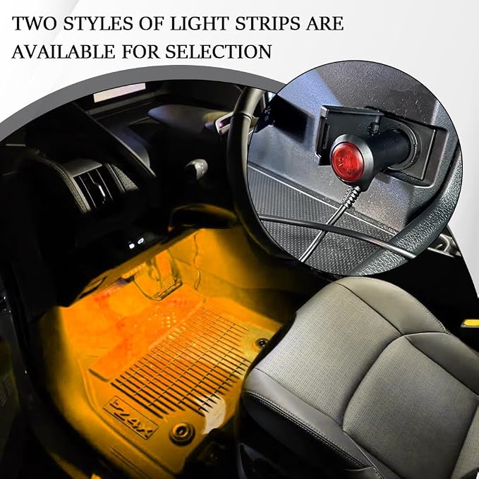 Car LED Strip Light, Car Interior Lights, 12V 24 LED Auto Under Dash Atmosphere Lights with USB Port, Auto Atmosphere Under Dash Lighting Kit for Vehicles (Orange, Cigarette Lighter)