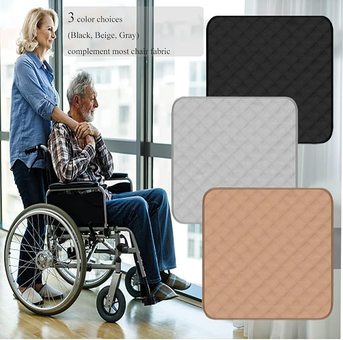 Quilted Reusable Incontinence Chair Pads Waterproof Seat Protector Pads Absorbent Pee Pads for Adults Anti-Slip Washable Underpads 21"X22" Leakproof Lining for Spills, Urine and Fluids 3 Pack