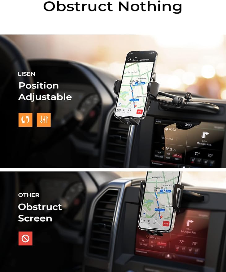 LISEN CD Slot Phone Mount for Car, Adjustable CD Phone Holder for Car Phone Mount for iPhone Ultra Sturdy Vent Cell Phone Holder Mount for iPhone 16 Pro Max Plus Accessories (Silver) s