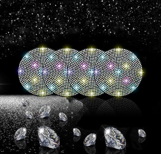 NBTEPEM 4pcs Bling Car Cup Holder Coaster, 2.75 inch Anti-Slip Shockproof Universal Fashion Car Coasters Insert Bling Crystal Rhinestone Automotive Interior Accessories for Women (4 pcs, Multicolor)