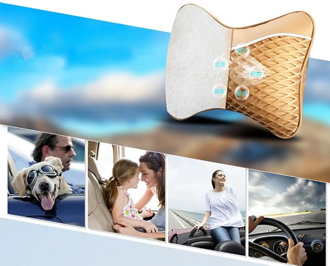 2PCS Car Neck Pillow with Memory Foam Auto Breathable Headrest Cushion Pad (Black)