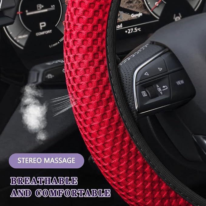 Elastic Stretch Steering Wheel Cover, Steering Wheel Cover, 15" Breathable Auto Steering Wheel Protector, Universal Car Accessories Comfortable Non-Slip Vehicle Steering Wheel Covers for Women Men