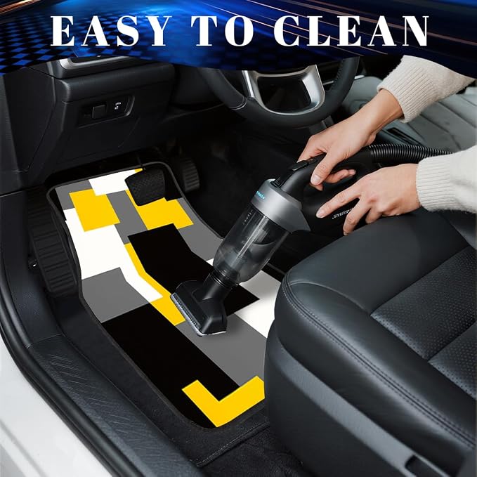 Orange Black Car Floor Mats Geometric Abstract Retro Pixel Carpet Front Rear Carpets Mat Decorative Car Floor Carpets Non-Slip Auto Car Accessories Universal Fit Car Accessories for Truck