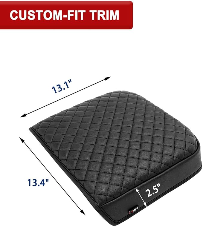 KBH Center Console Armrest Cover for 2023 2024 2025 2026 Ford F250 F350 F450 F550 Super Duty, Vinyl Leather Trim, Arm Rest Lid Cushion Protector, Anti-Scratch, Black (Fits Bucket Seat Console Only)