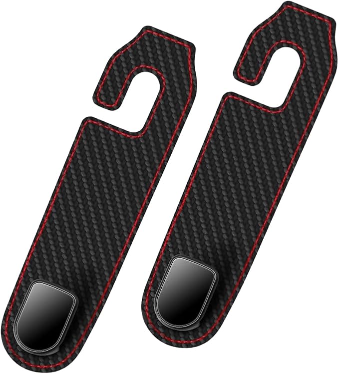 Car Seat Headrest Hook, 2PCS Vehicle Seat Back Hangers Organizer for Handbag Purse Coat, Automotive Interior Headrest Storage Hooks, Universal for SUV Automobile Truck (Carbon Fiber)