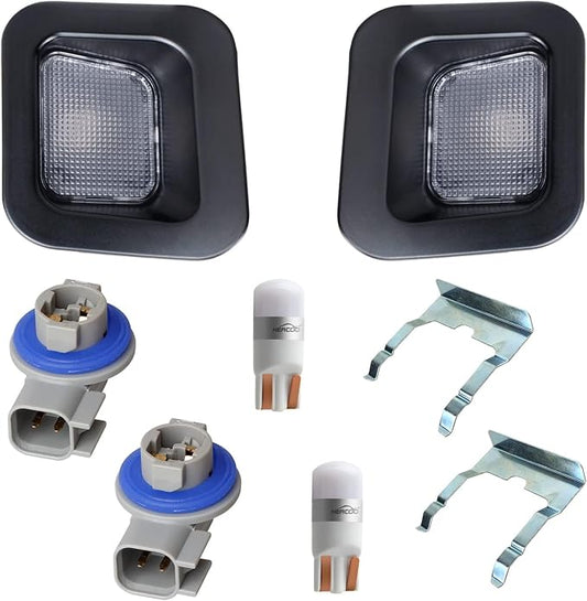 HERCOO LED License Plate Light Lens Rear Lamp Socket Black Cover Housing Clip Retainer Compatible with 2003-2018 Dodge Ram 1500 2500 3500 Pickup Truck Rear Step Bumper Aftermarket Repalcement
