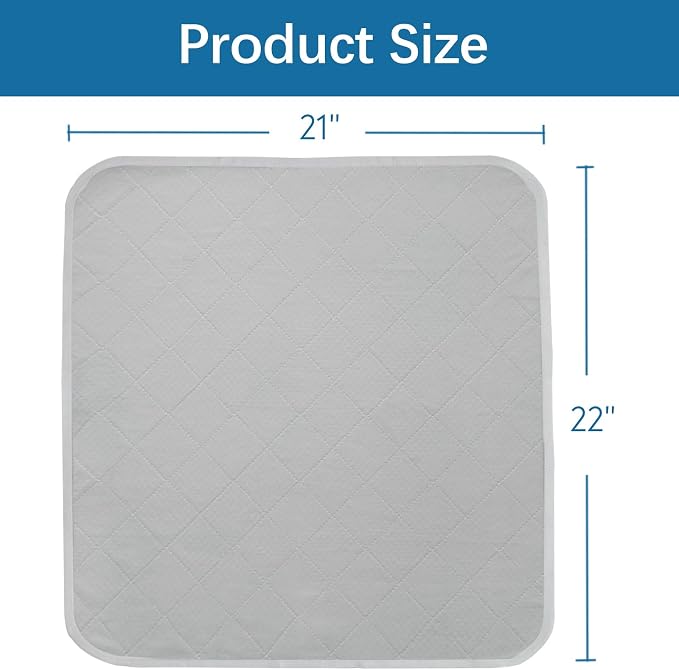 Waterproof Chair Pads for Incontinence Washable 22'' x 21'', 2 Pack Absorbent Seat Protector Pee Pads for Adults, Elderly, Kids, Toddler and Pets, Grey