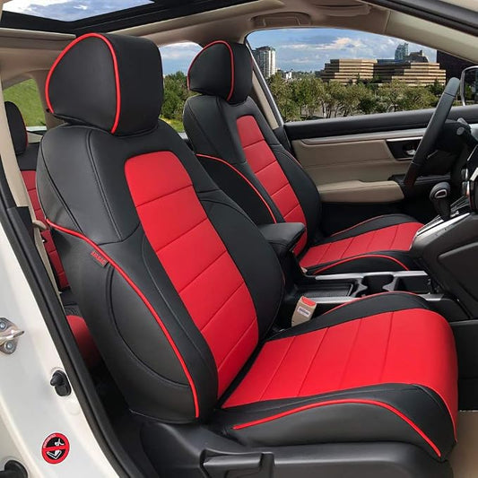 EKR Car Seat Covers for Honda CRV 2023-2026 Leatherette Full Set | Custom Fit for Honda CRV 2023 2024 2025 2026 Easy-Wipe Protection,Faux Leather(Red/Black)